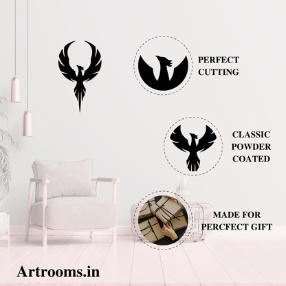 Phoenix Bird Metal Wall Art –  15x24 inch | Inspirational Wall Hanging for Home & Office Décor