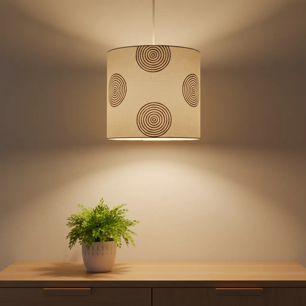 Fabric Lamp Shade – Concentric Circle Block Print Cotton