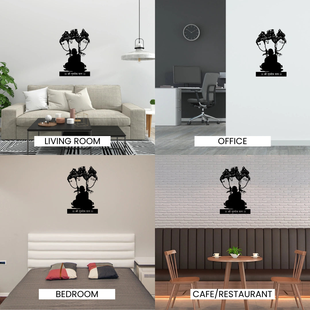 Artrooms Shree Swami Samarth Metal Wall Art - Wall Decoration | Wall Hanging (16x24 inch) | Black Matte Finish