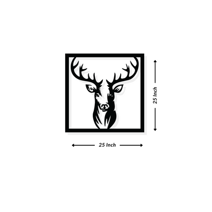 Artrooms Deer Metal Wall Art - Wall Decoration | Wall Hanging (25x25 inch) | Black Matte Finish