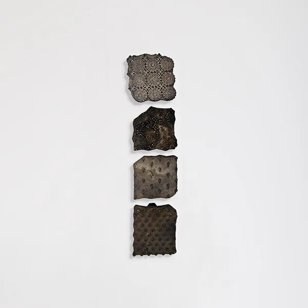 Antique Indian Wooden Printing Blocks Set – Hand-Carved 4 Piece Décor