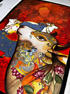 Krishna & Cows Pichwai Madhubani Fusion Painting | Original Handmade Acrylic Art