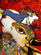 Krishna & Cows Pichwai Madhubani Fusion Painting | Original Handmade Acrylic Art