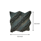 Vintage Hand-Carved Wooden Printing Block – Diagonal Floral Stripes