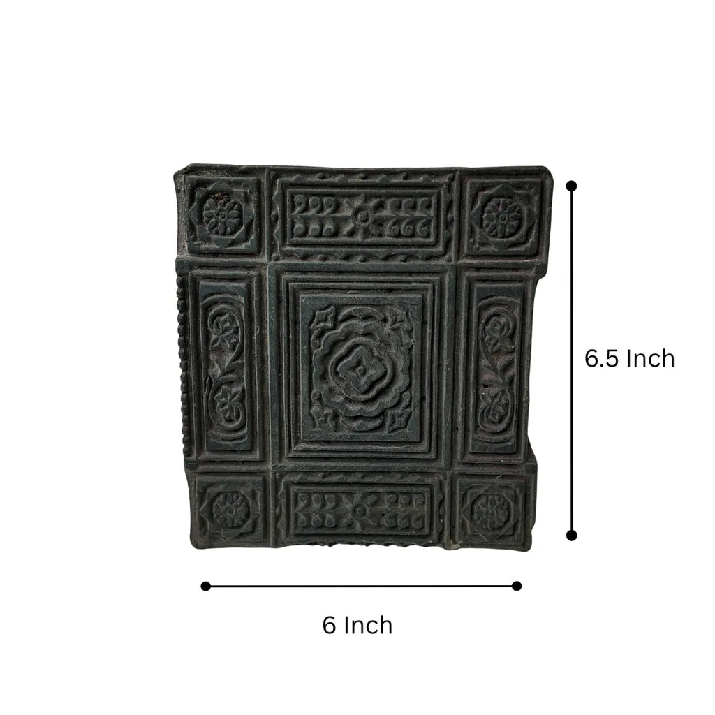 Vintage Hand-Carved Wooden Printing Block – Palace Medallion Panel