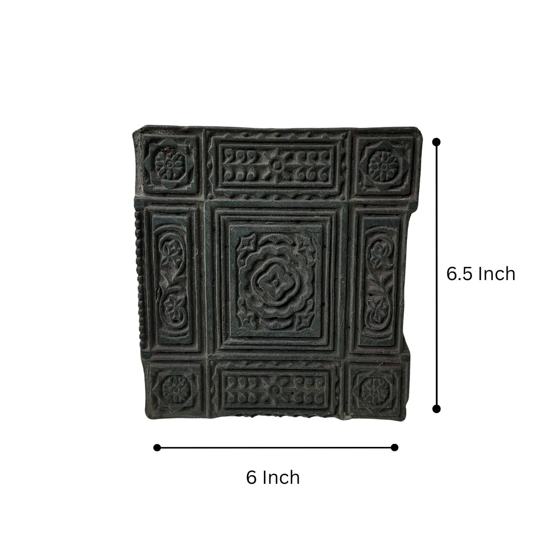 Vintage Hand-Carved Wooden Printing Block – Palace Medallion Panel