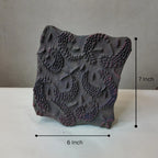 Vintage Hand-Carved Wooden Printing Block – Braided Spiral Scroll