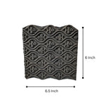 Vintage Hand-Carved Wooden Printing Block – Trefoil Wave Lattice