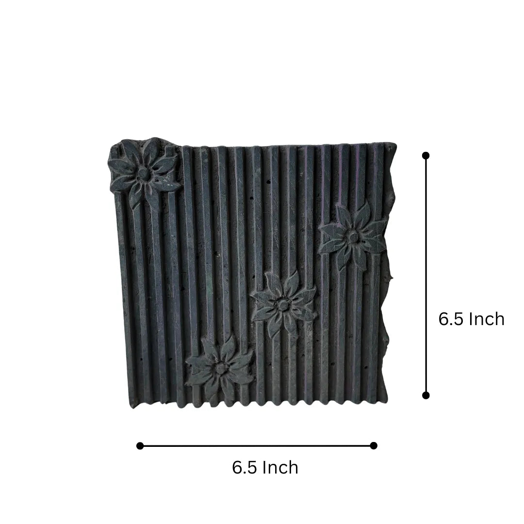 Vintage Hand-Carved Wooden Printing Block – Fluted Column Floral