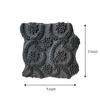 Vintage Hand-Carved Wood Printing Block – Floral Wreath Medallion