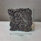 Vintage Wooden Block Print Stamp - Rope Wreath Medallion Carving