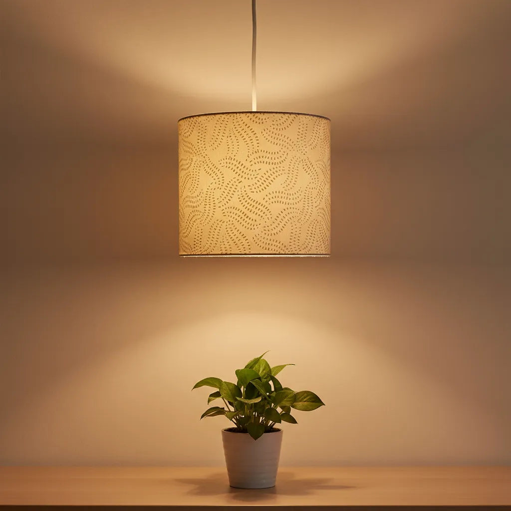 Fabric Lamp Shade – Block Print Cotton Pleated