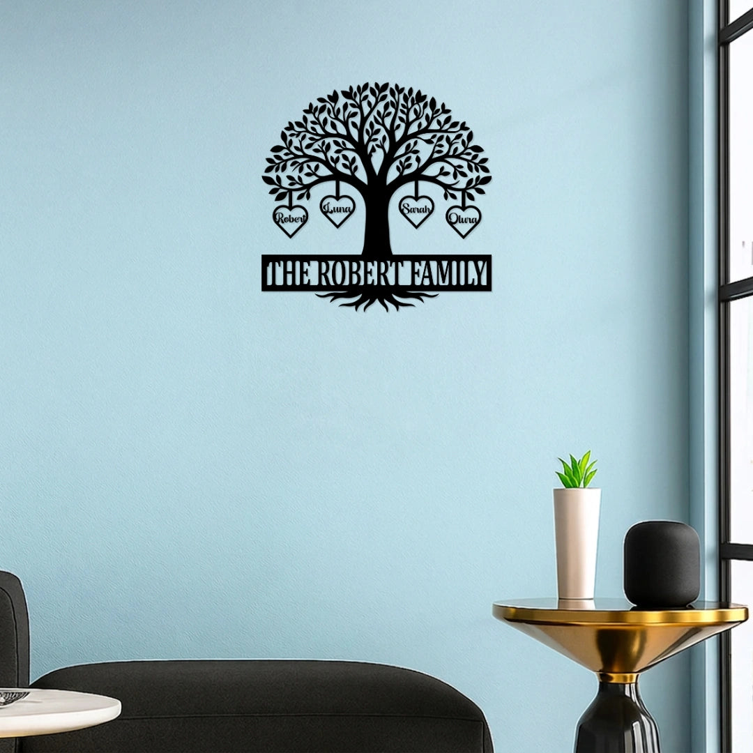 Personalized Heart Family Metal Wall Art