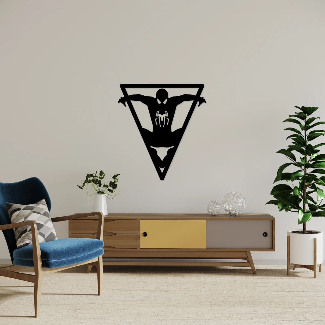 Artrooms Spiderman Metal Wall Art - Wall Decoration | Wall Hanging (22x24 inch) | Black Matte Finish