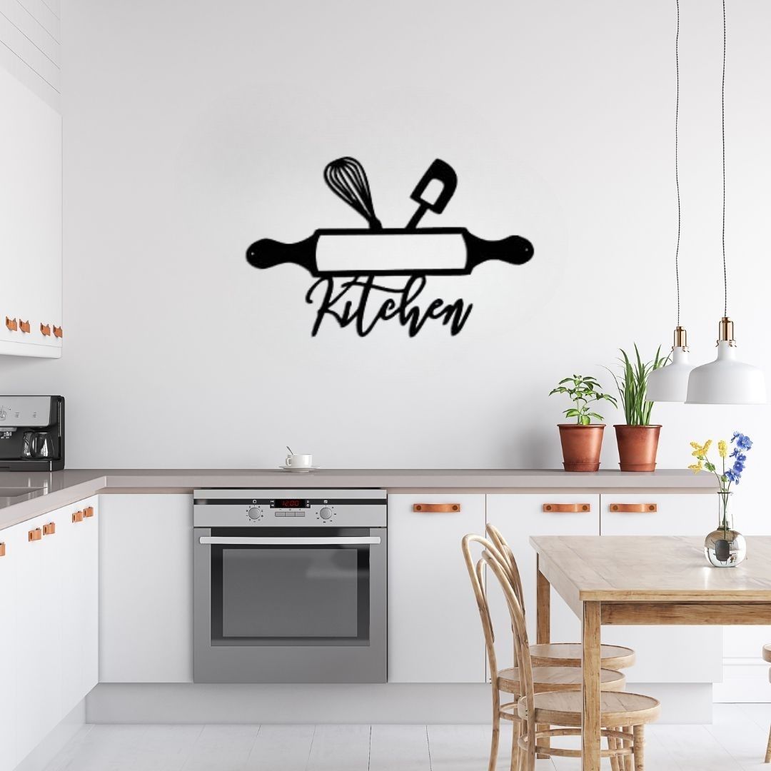 Artrooms Kitchen Metal Wall Art - Wall Decoration | Wall Hanging (25x17 inch) | Black Matte Finish