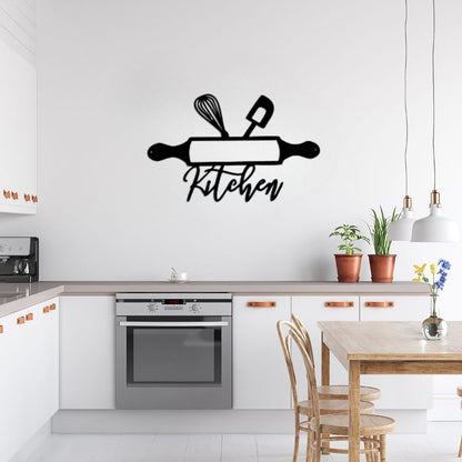 Artrooms Kitchen Metal Wall Art - Wall Decoration | Wall Hanging (25x17 inch) | Black Matte Finish