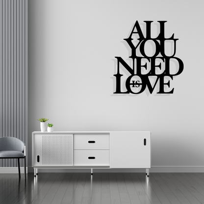 Artrooms All You Need Is Love Metal Wall Art - Wall Decoration | Wall Hanging (24x25 inch) | Black Matte Finish
