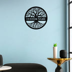 Custom Name Sign Tree Roots Metal Wall Art