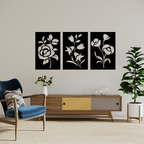 Artrooms Flower Metal Wall Art - Wall Decoration | Wall Hanging (30x15 inch) | Black Matte Finish