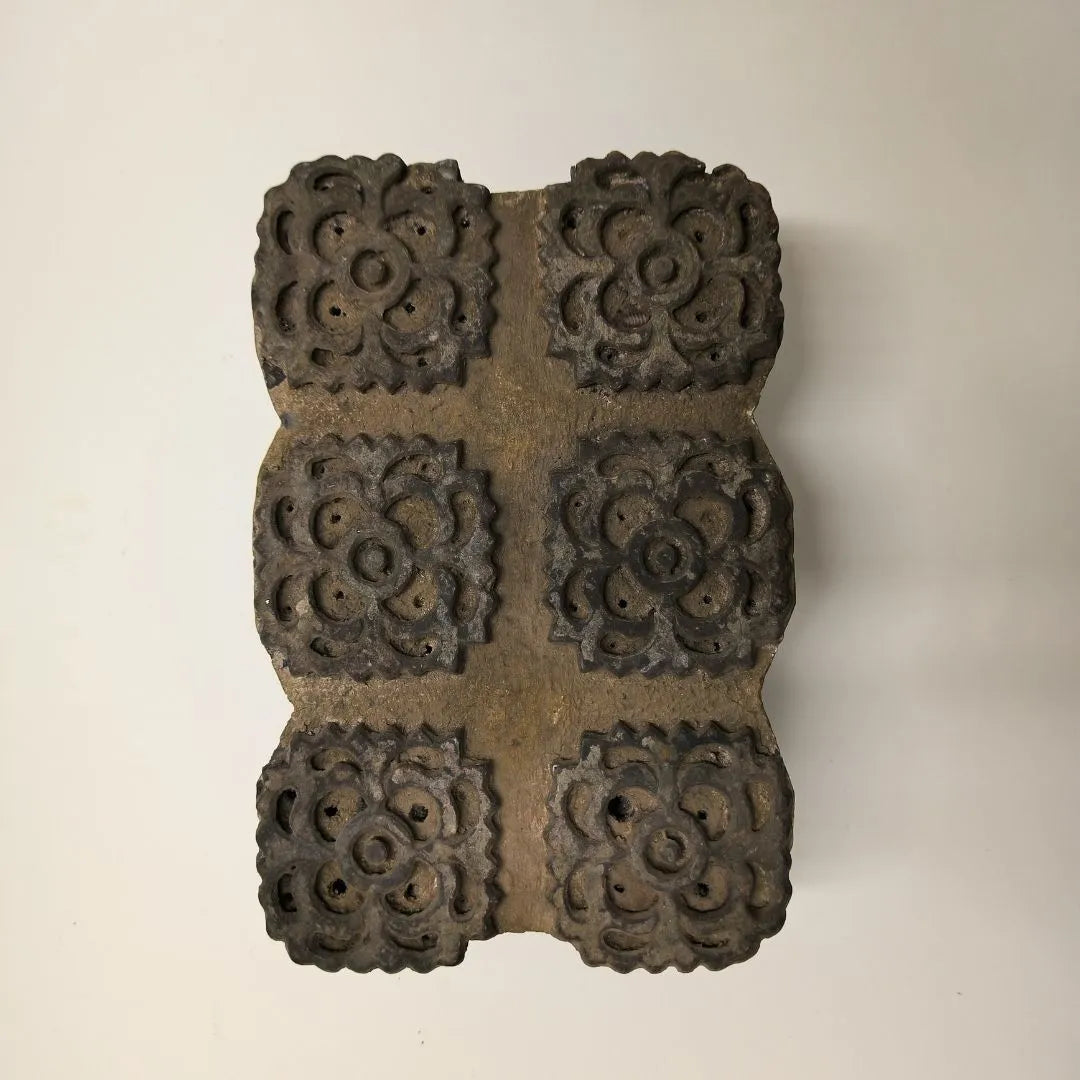 Antique Indian Wooden Printing Block Set of 6 - Hand-Carved Blocks