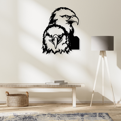 Artrooms Eagles Metal Wall Art - Wall Decoration | Wall Hanging (20x25 inch) | Black Matte Finish