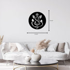 Lord Ganesha Metal Wall Art With Light 18 inch – Matte Black Metal Wall Hanging