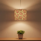 Fabric Lamp Shade – Floral Block Print Cotton Lampshade (Maroon & Green)