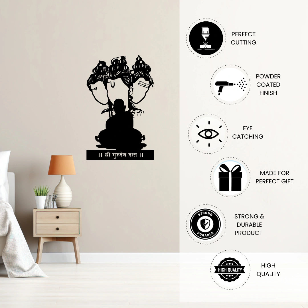 Artrooms Shree Swami Samarth Metal Wall Art - Wall Decoration | Wall Hanging (16x24 inch) | Black Matte Finish