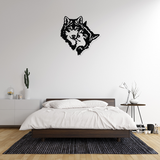 Artrooms Wolf Metal Wall Art - Wall Decoration | Wall Hanging (25x25 inch) | Black Matte Finish