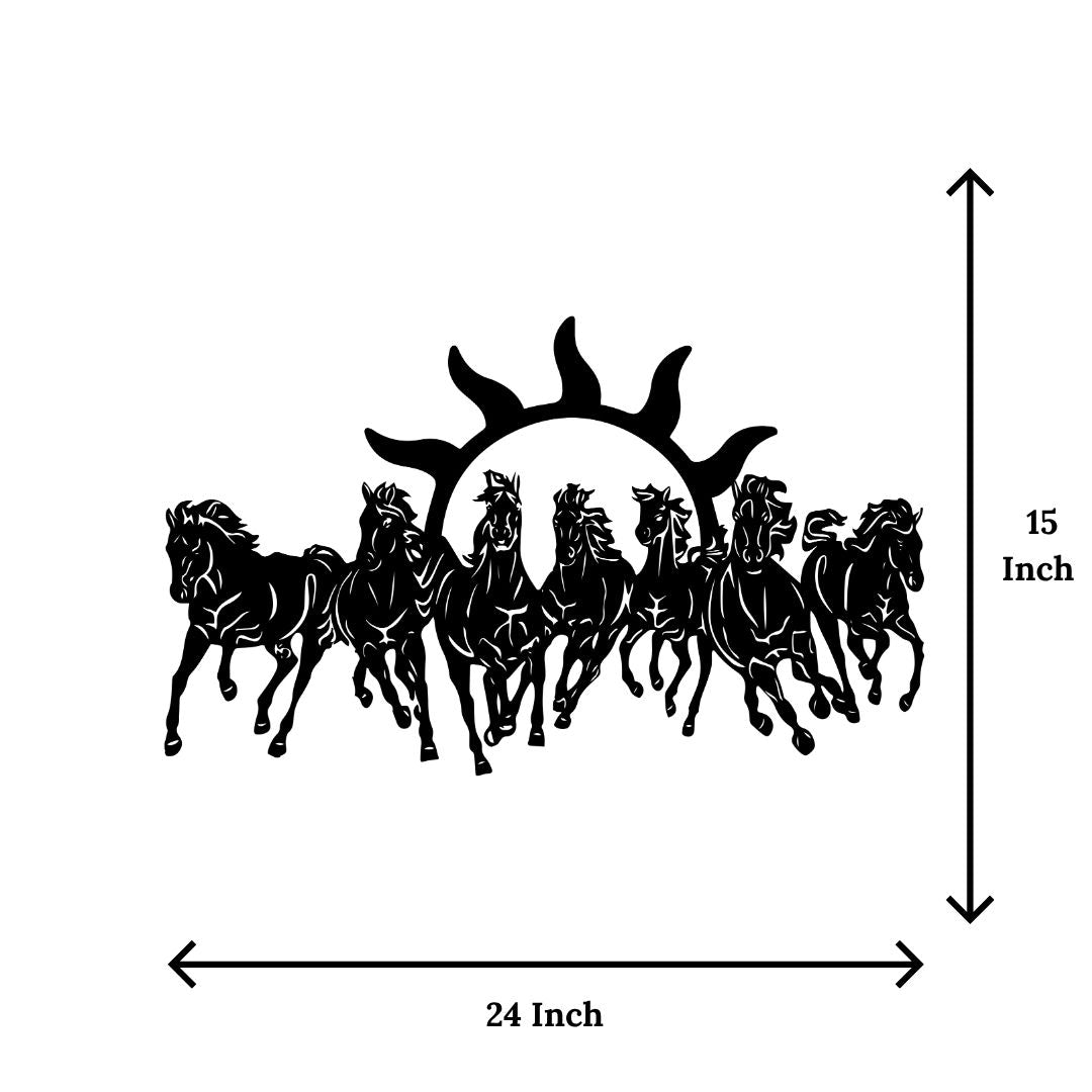 Artrooms Seven Horses Metal Wall Art – 24x15 inch | Vastu Wall Hanging for Success & Positive Energy