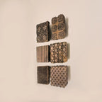 Antique Indian Wooden Printing Block Set of 6 - Hand-Carved Blocks