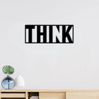 Artrooms Think Metal Wall Art - Wall Decoration | Wall Hanging (25x10 inch) | Black Matte Finish