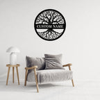 Custom Name Sign Tree Roots Metal Wall Art