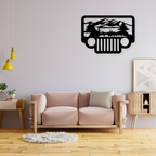 Artrooms Jeep Scene Metal Wall Art - Wall Decoration | Wall Hanging (25x18 inch) | Black Matte Finish