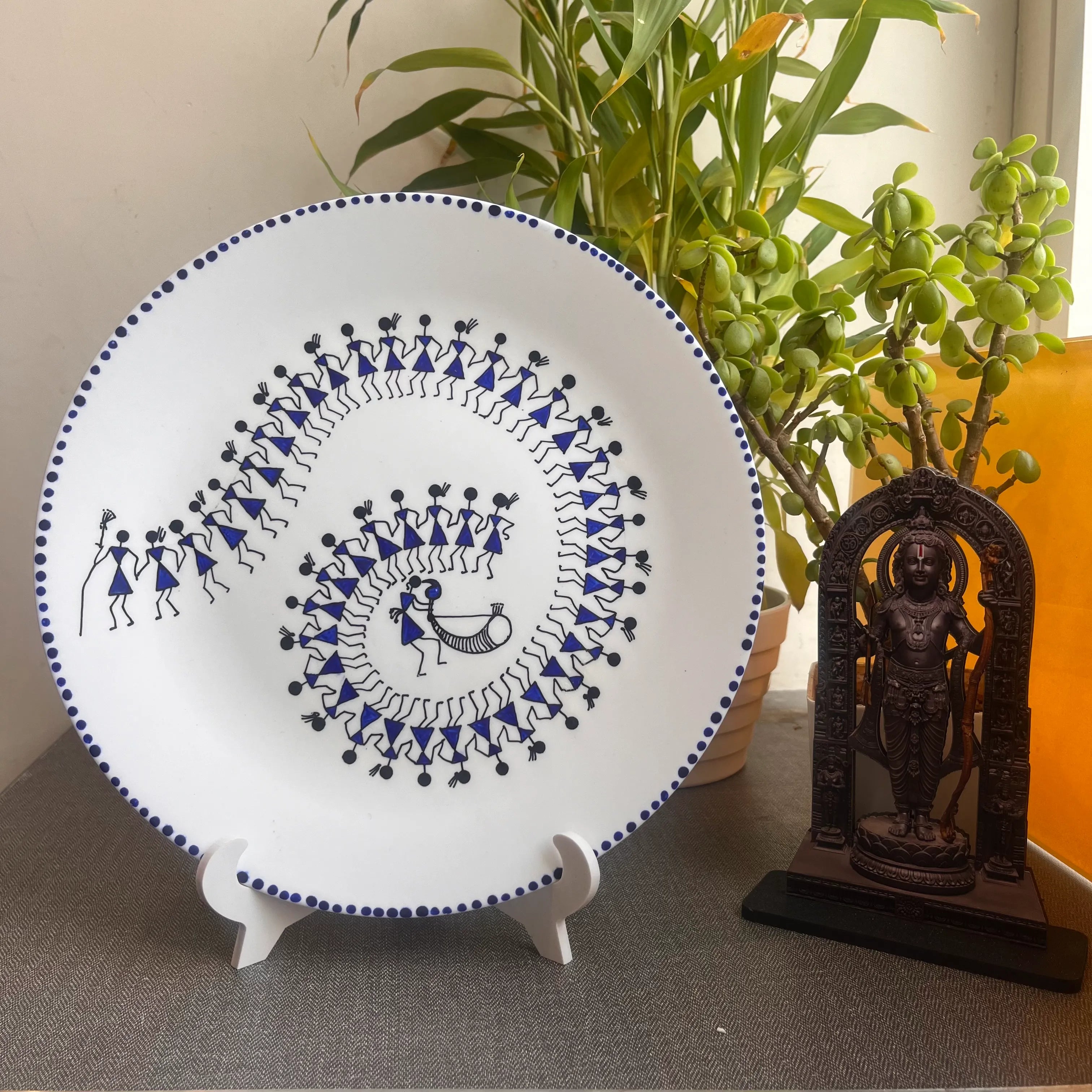 Artrooms Beautiful dance Ceramic Hand Painted Warli Art - Wall Decor Plates