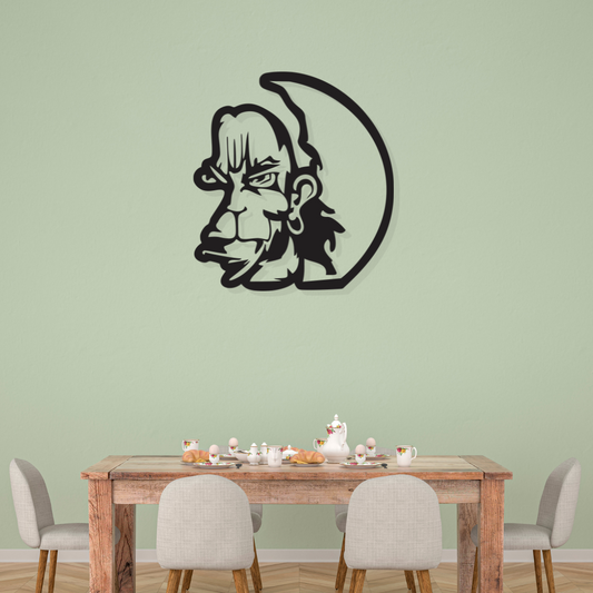 Artrooms hanuman Metal Wall Art - Wall Decoration | Wall Hanging (22x25 inch) | Black Matte Finish