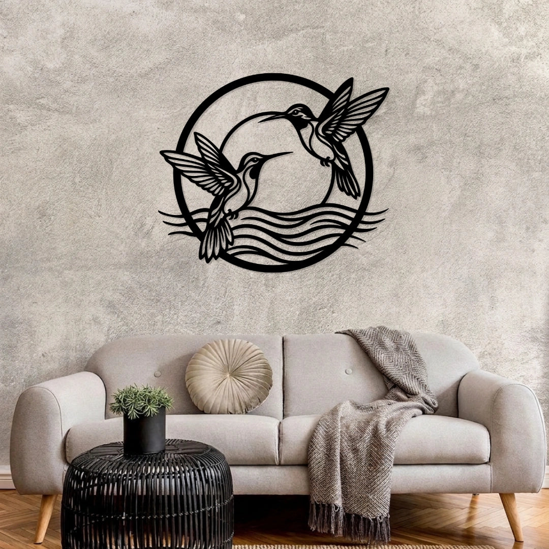Hummingbird Round Metal Wall Art
