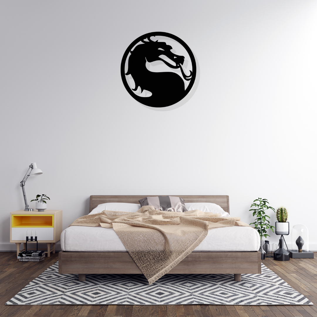 Artrooms Dragon Metal Wall Art - Wall Decoration | Wall Hanging (25x25 inch) | Black Matte Finish