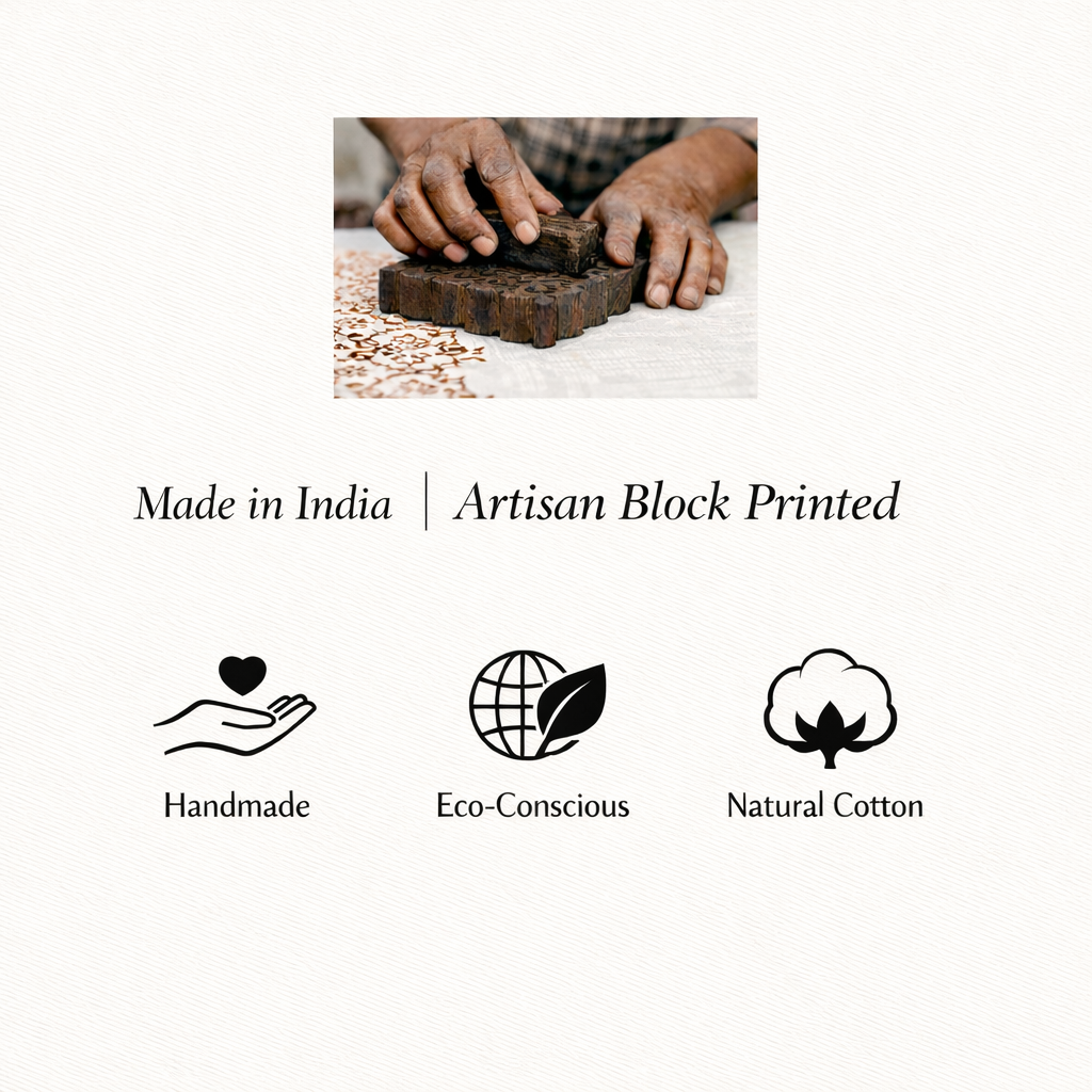 Fabric Lamp Shade – Leaf Block Print Cotton