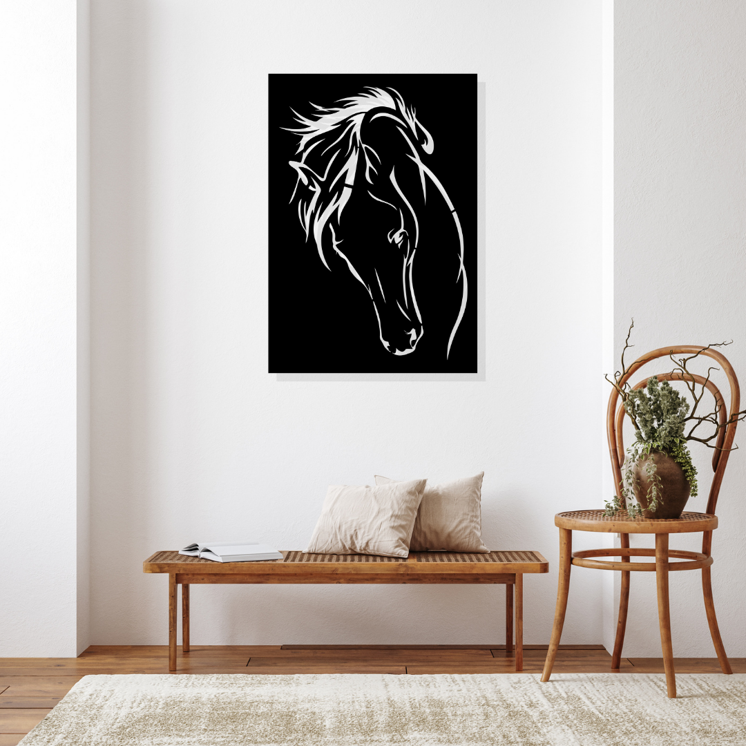 Artrooms Horse Metal Wall Art - Wall Decoration | Wall Hanging (17x25 inch) | Black Matte Finish