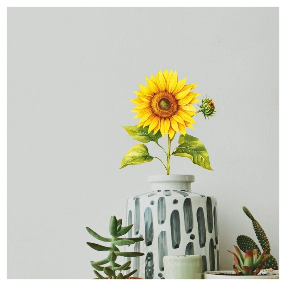 Sunflower Wall Sticker – Floral Vinyl Wall Decal for Home & Bedroom Décor