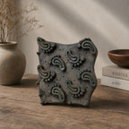 Vintage Hand-Carved Wooden Printing Block – Curling Paisley Cluster