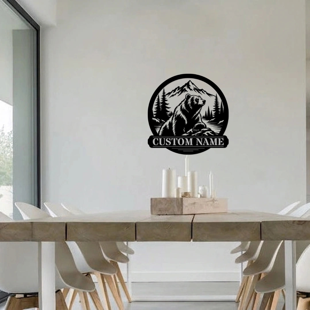 Personalized Nature Bear Metal Wall Art