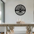 Custom Name Sign Tree Roots Metal Wall Art