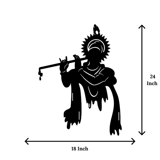 Artrooms Krishna Metal Wall Art - Wall Decoration | Wall Hanging (18x24 inch) | Black Matte Finish