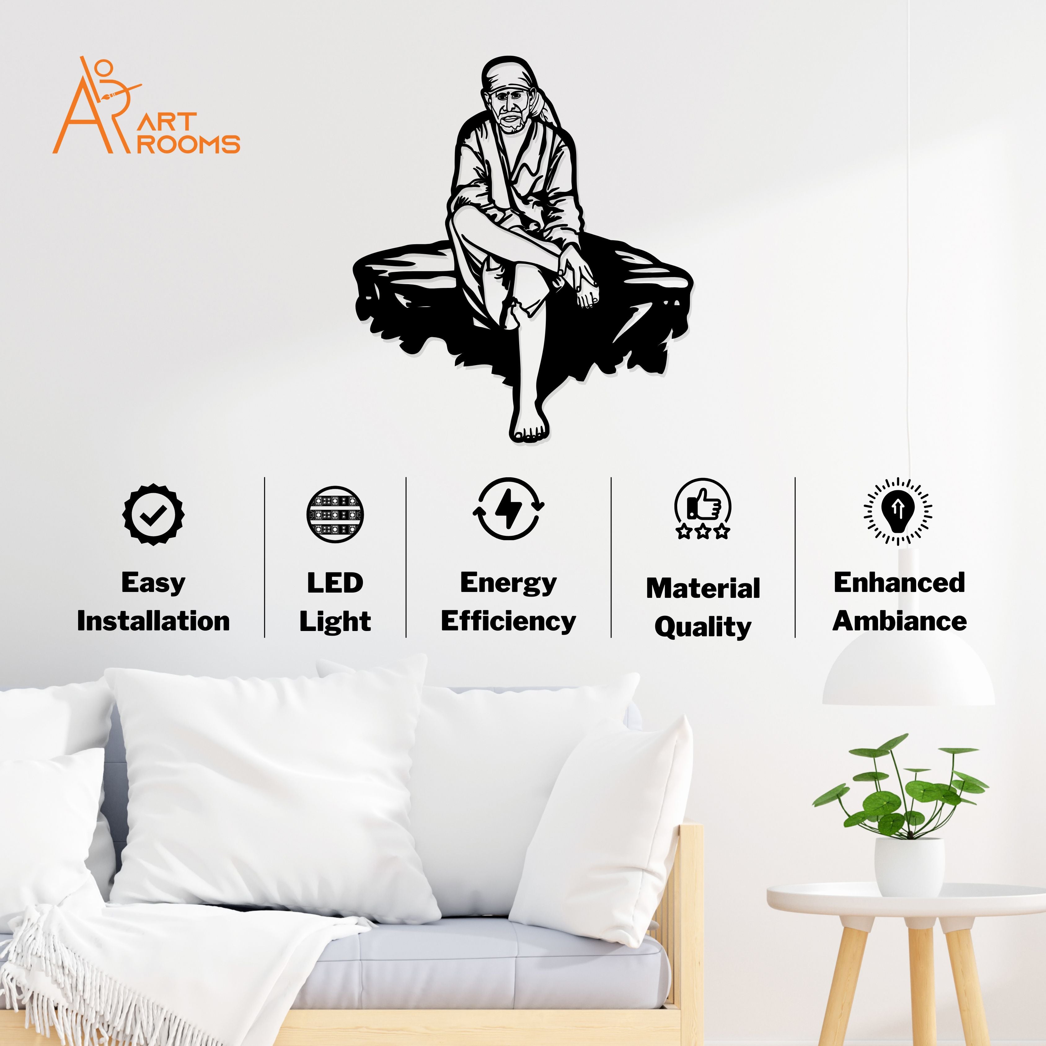 Sai Baba Metal Wall Art With Light instruction 