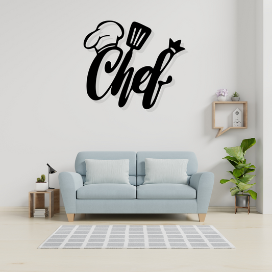 Artrooms Chef Metal Wall Art - Wall Decoration | Wall Hanging (25x21 inch) | Black Matte Finish
