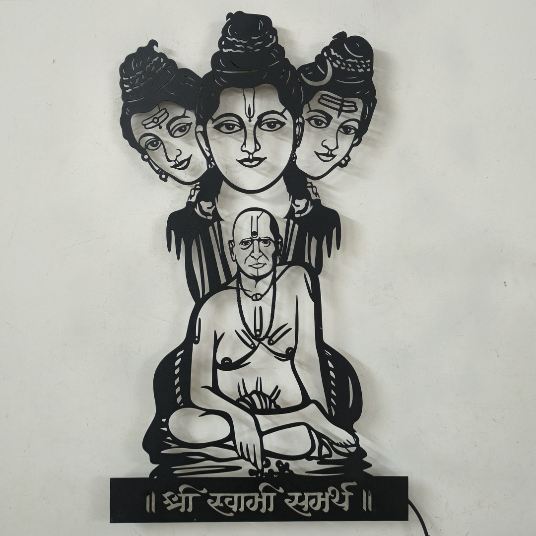 Swami Samarth Metal Wall Art With Light