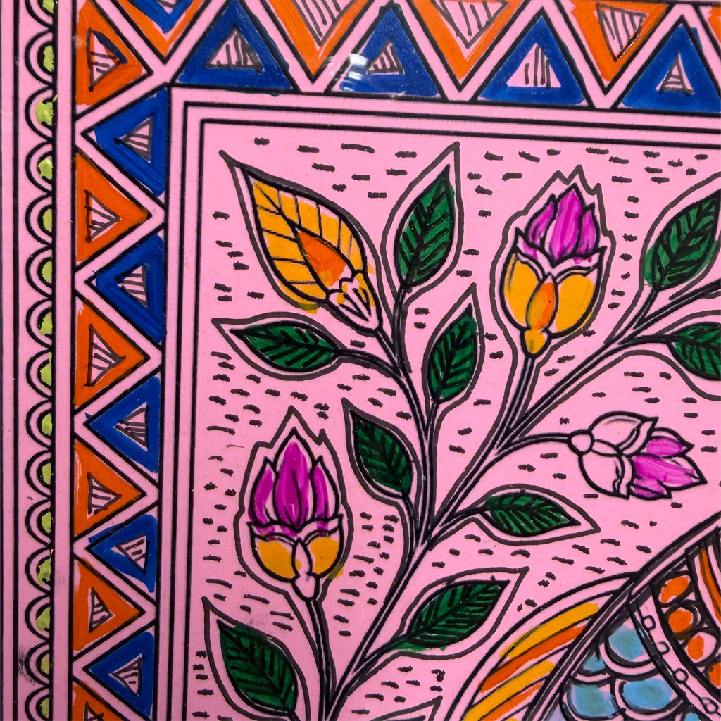Madhubani Twin Fish Lotus Painting