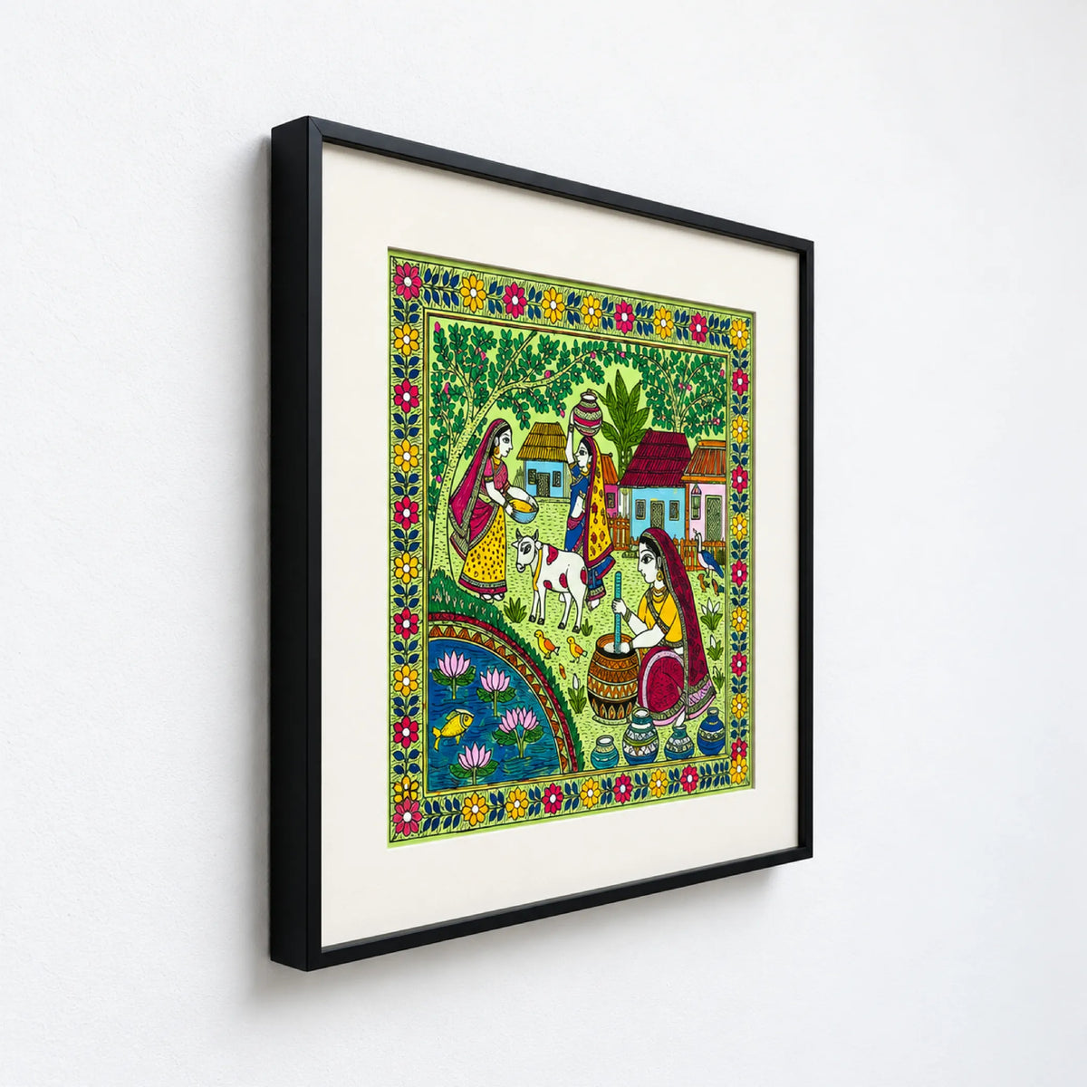 Madhubani Village Life Painting